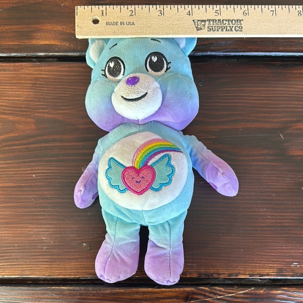 Charming Blue and Purple Stuffed Care Bear with Rainbow Heart - Picture 6 of 8